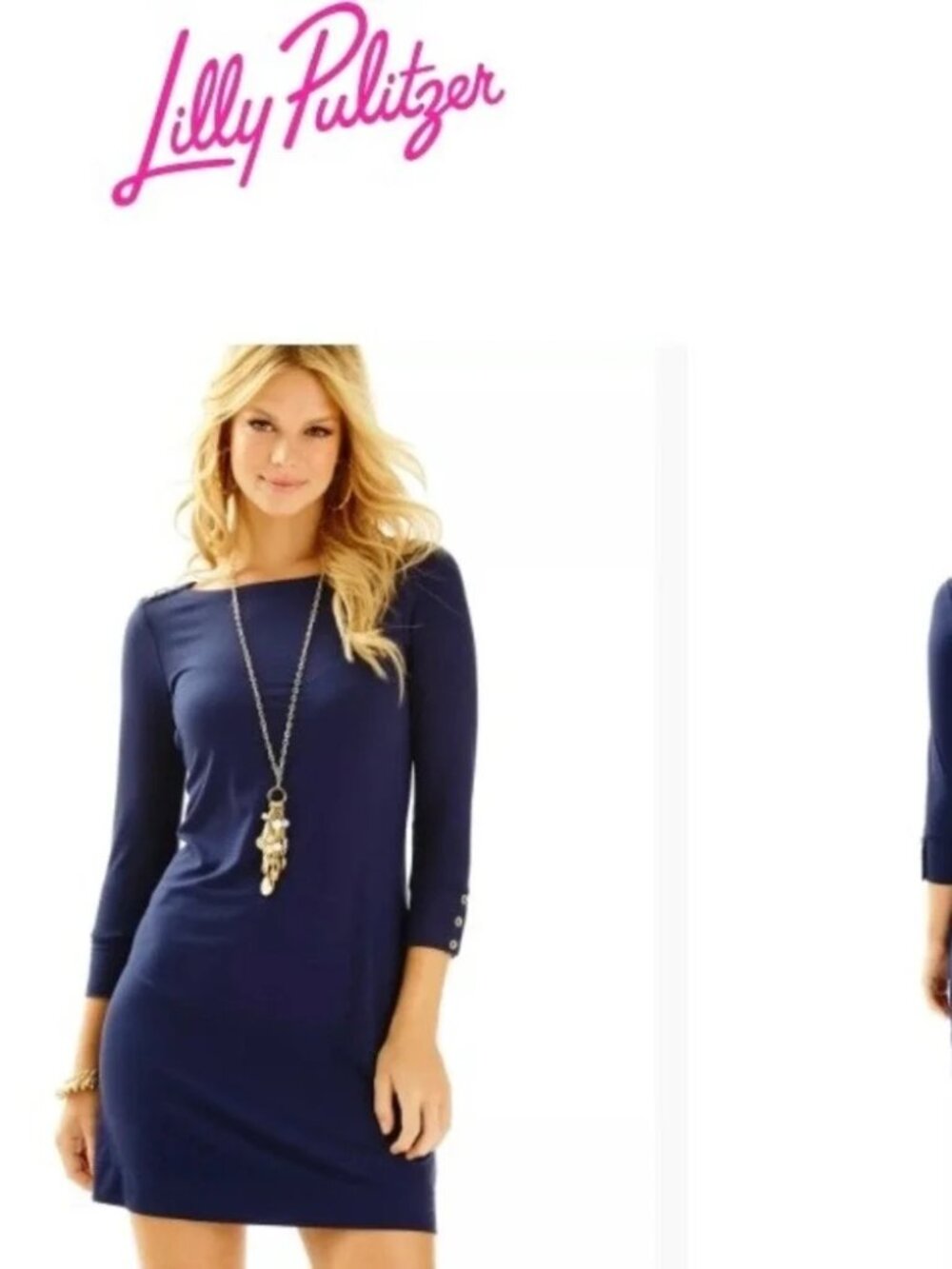 Lilly Pulitzer Navy Dress with Gold Buttons